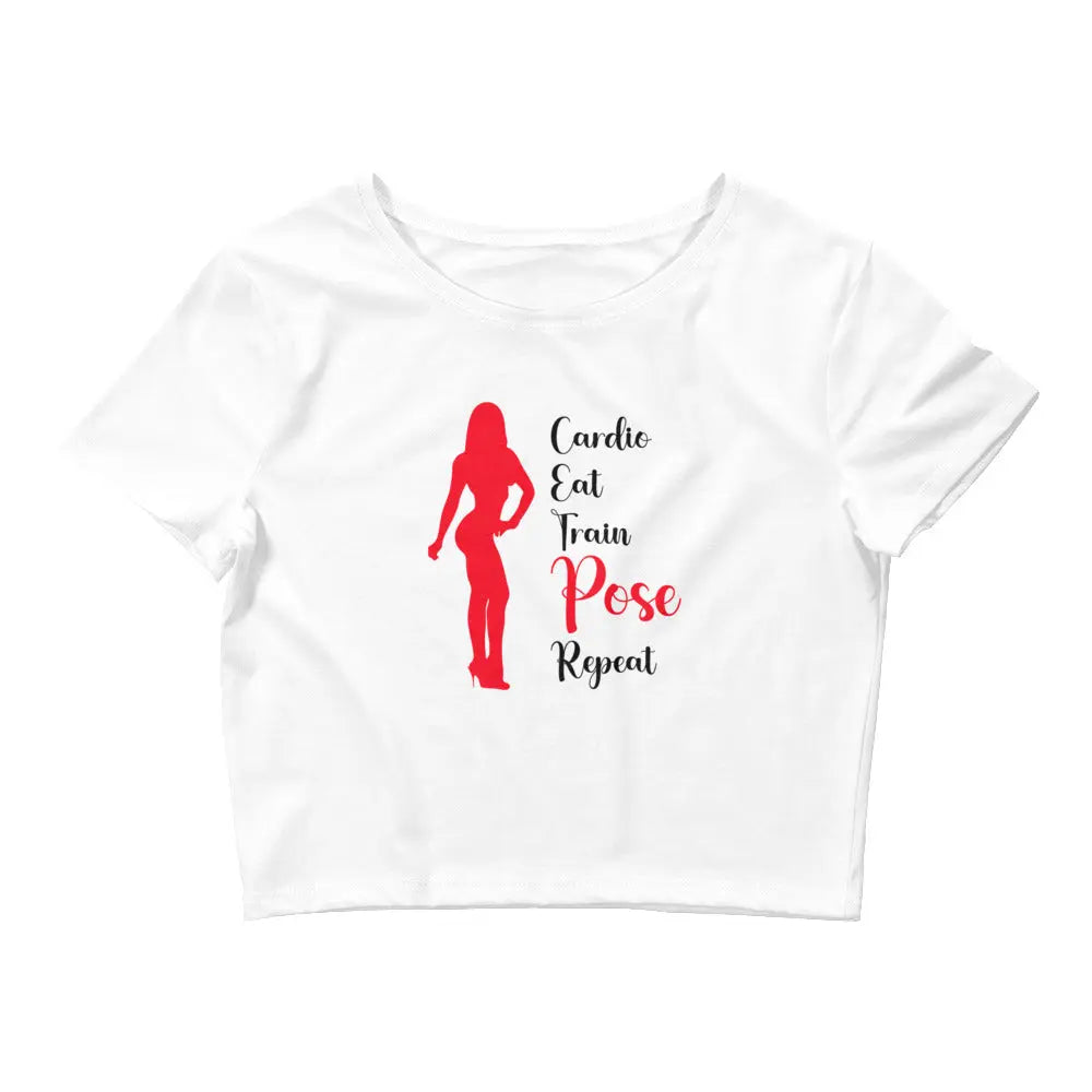 Ladies Crop Top - Cardio, Eat, Train, Pose, Repeat