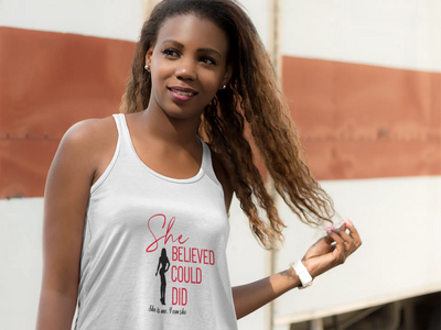 Women's Flowy Racerback Tank - She Believed - Metaphoron Shirts