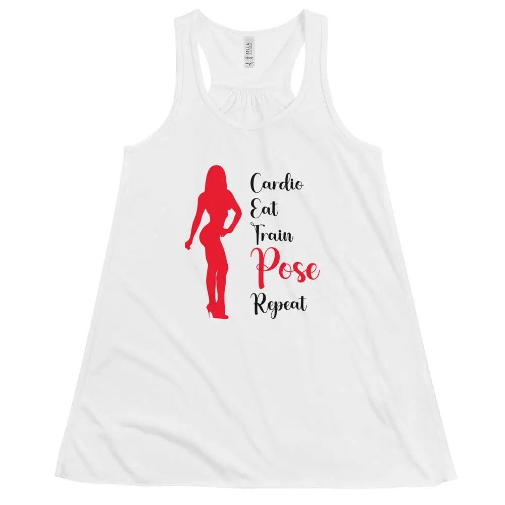 Women's Racerback Tank - Cardio, Eat, Train, Pose, Repeat