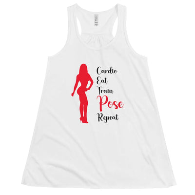Women's Racerback Tank - Cardio, Eat, Train, Pose, Repeat