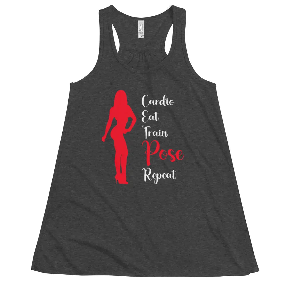 Women's Racerback Tank - Cardio, Eat, Train, Pose, Repeat