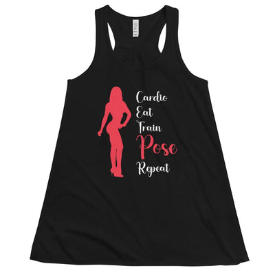 Women's Racerback Tank - Cardio, Eat, Train, Pose, Repeat Metaphoron Shirts
