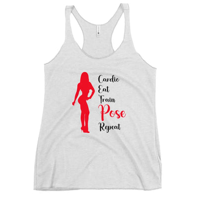 Ladies Racerback Tank Top - Cardio, Eat, Train, Pose, Repeat