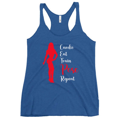 Ladies Racerback Tank Top - Cardio, Eat, Train, Pose, Repeat
