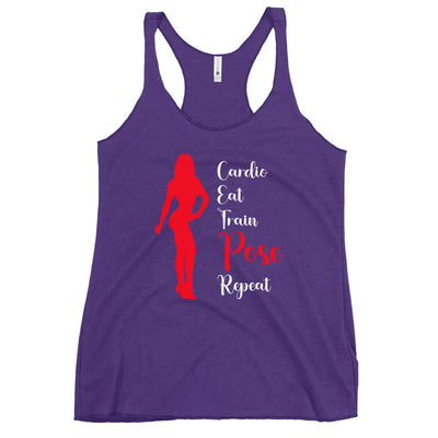 Ladies Racerback Tank Top - Cardio, Eat, Train, Pose, Repeat