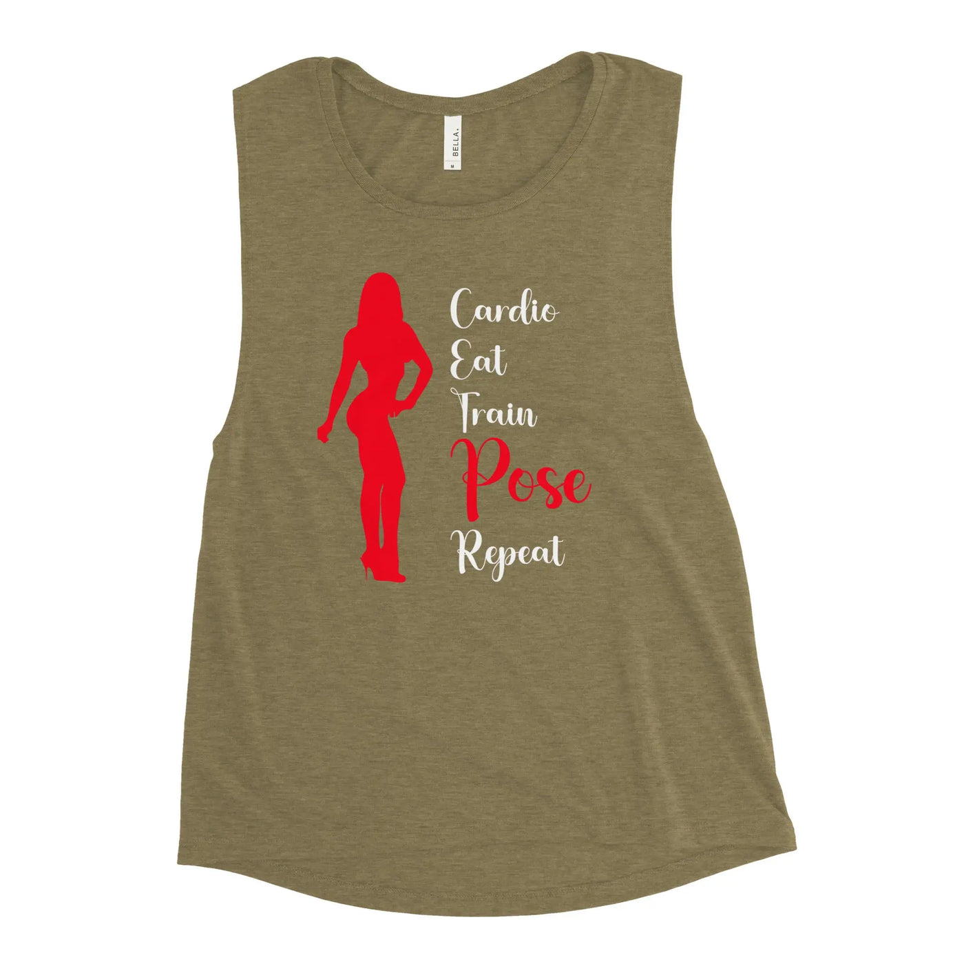 Women Muscle Tank Top - Cardio, Eat, Train, Pose, Repeat